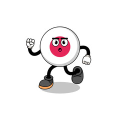 running japan flag mascot illustration