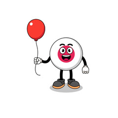 Cartoon of japan flag holding a balloon