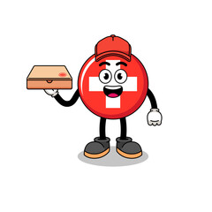 switzerland illustration as a pizza deliveryman