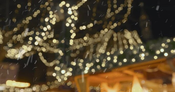 Christmas Market Impressions - beautiful Christmas lights and snow at night - composite video