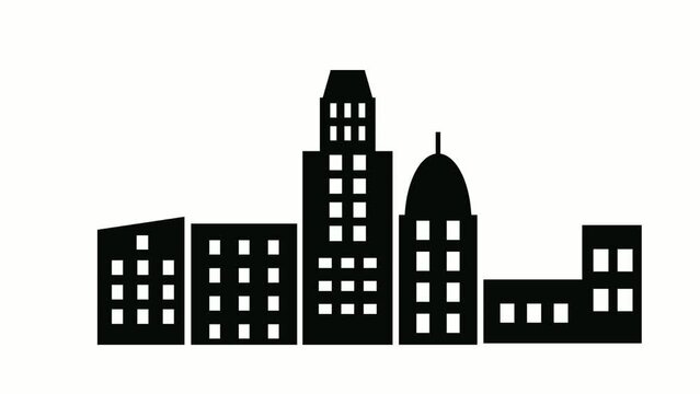 The city  silhouette Black and white illustration flat