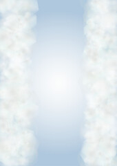 Vector Magical Glowing Background with Silver and Purple Falling Hexagon on Blue. Falling Snow. Glittery Confetti Frame. Christmas and New Year Design. Winter Sky with Bokeh Snowfall.