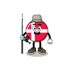 Mascot Illustration of denmark flag fisherman