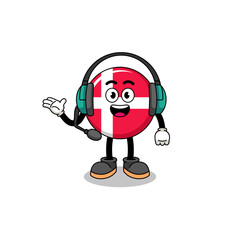 Mascot Illustration of denmark flag as a customer services