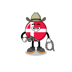 Character mascot of denmark flag as a cowboy