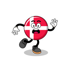 Obraz premium slipping denmark flag mascot illustration