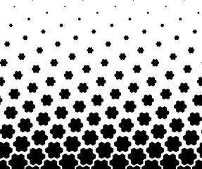 Geometric pattern of black figures on a white background. Seamless in one direction.SCALE method