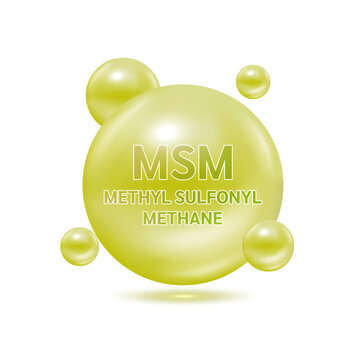 Methyl Sulfonyl Methane (MSM), Vitamin for health. Helps maintain strong bone. Medical health care concept. 3D Isolated on white background Vector. Used for nutrition products food template design.
