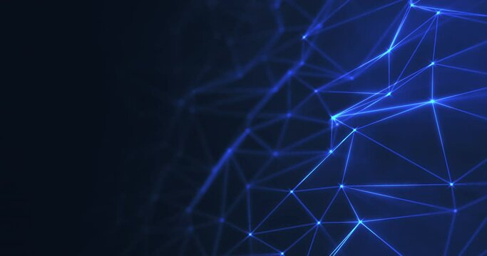 animation of connected lines and dots on dark blue background