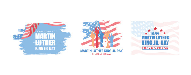 martin luther king day banner layout design, Martin Luther King Jr. Day Background, Happy Martin Luther King Day national holiday banner design, set flat vector modern illustration - obrazy, fototapety, plakaty