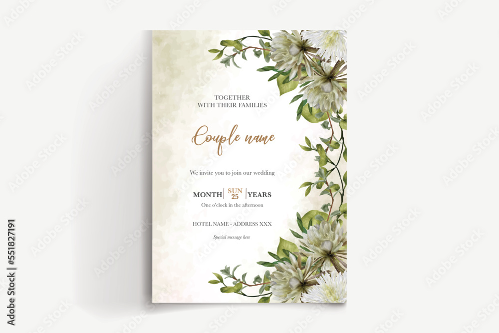 Wall mural save the date floral invitation template - Wall murals