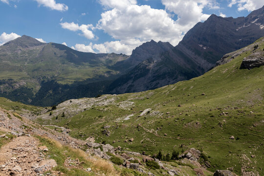 a landscape of French Pyrenees mountains, Hautes Pyrenees