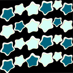 Blue star, starburst black space background vector illustration elementary school teaching material