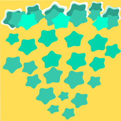 Fototapeta premium Blue-green stars, gradient, diffuse arrangement. yellow background illustration vector