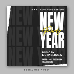 Elegant new year party social media post template