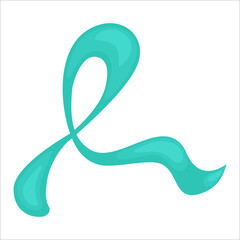 Cervical cancer poster with teal and white ribbon. Ovarian disease symbol for January awareness month. Medical concept.