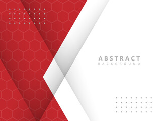 hexagon red and white abstract background with modern shadow lines