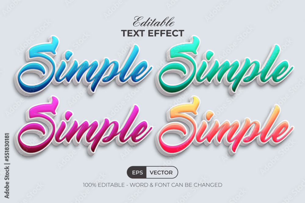 Poster 3d text effect 4 color style. editable text effect.