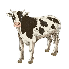 Hand drawn cow isolated on white background