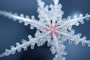Snowflake crystal up close