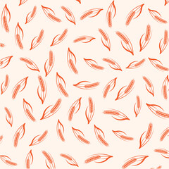 Hand drawn Wheat Background with wheat ripe spikelet isolated on white background