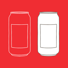 Drink can mockup. Hand drawn vector illustration with Aluminum can. Used for poster, banner, t-shirt print, bag print, badges and logo design.
