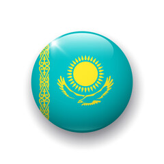 Flag of Kazakhstan flat icon. Square vector element with shadow underneath. Best for mobile apps, UI and web design.