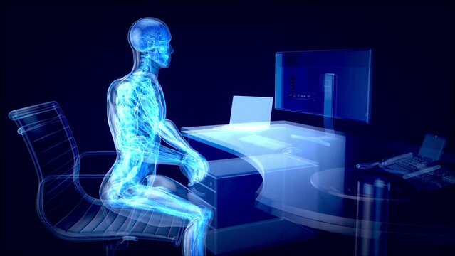 4K abstract concept of a worker suffering of backpain