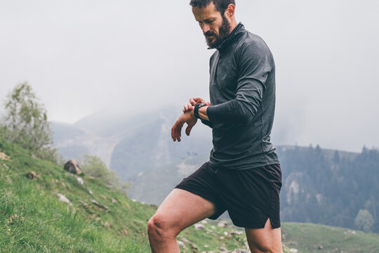 Man running in the mountains