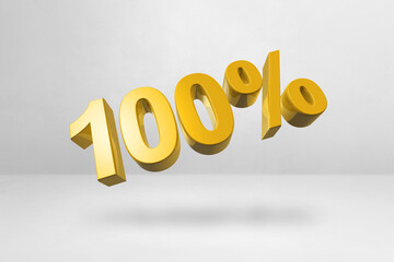 100% number. 3D illustration isolated on white