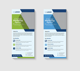 Vector business rack card template, corporate dl flyer template design
