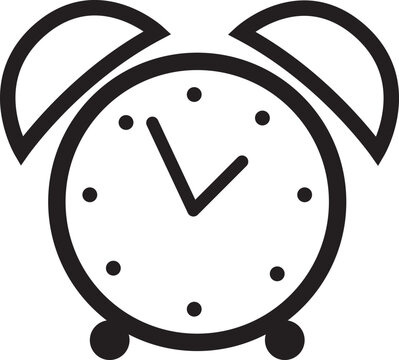 Monochrome vector illustration alarm clock icon isolated on white background.