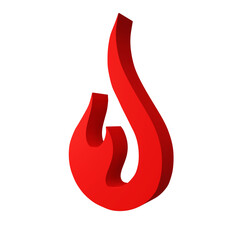 red fire flame logo symbol icon 3d render design