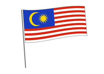 風にたなびくマレーシアの国旗 - obrazy, fototapety, plakaty