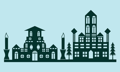 christmas house Silhouette, laser cut design

