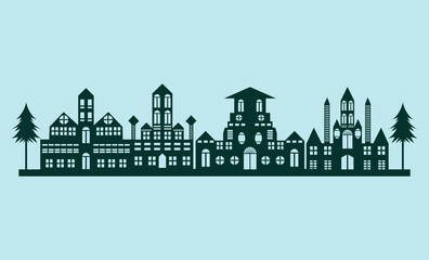 christmas house Silhouette, laser cut design

