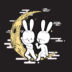 Rabbit illustration for new year logo, notebook, and background