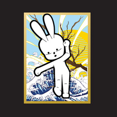 Rabbit illustration for new year logo, notebook, and background