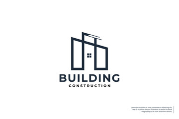 Creative building logo design. renovation, contractor logo template