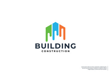 colorful paint house logo design for symbol and business icon