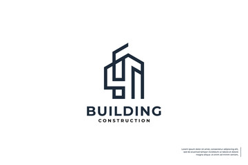 Creative line art building logo design