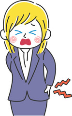 腰が痛い、白人ビジネスウーマンのイラスト