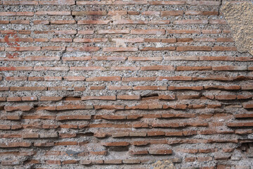 old brick walls of ruined building.