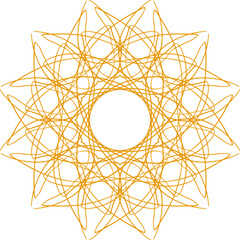 Abstract mandala transparent pattern colored on gold