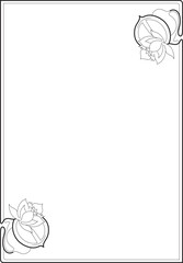 Bordure with stylised lotus flower in corners suitable for A4 design.