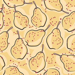 Seamless pattern with pears for textiles, baby food packaging, juice, yogurt.