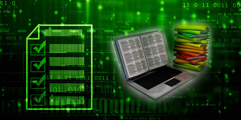 3d rendering book with laptop