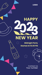 Happy new year 2023 vector story  template