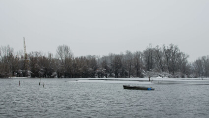 Danube river delta in winter.