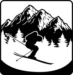 Skiing on mountain Vector